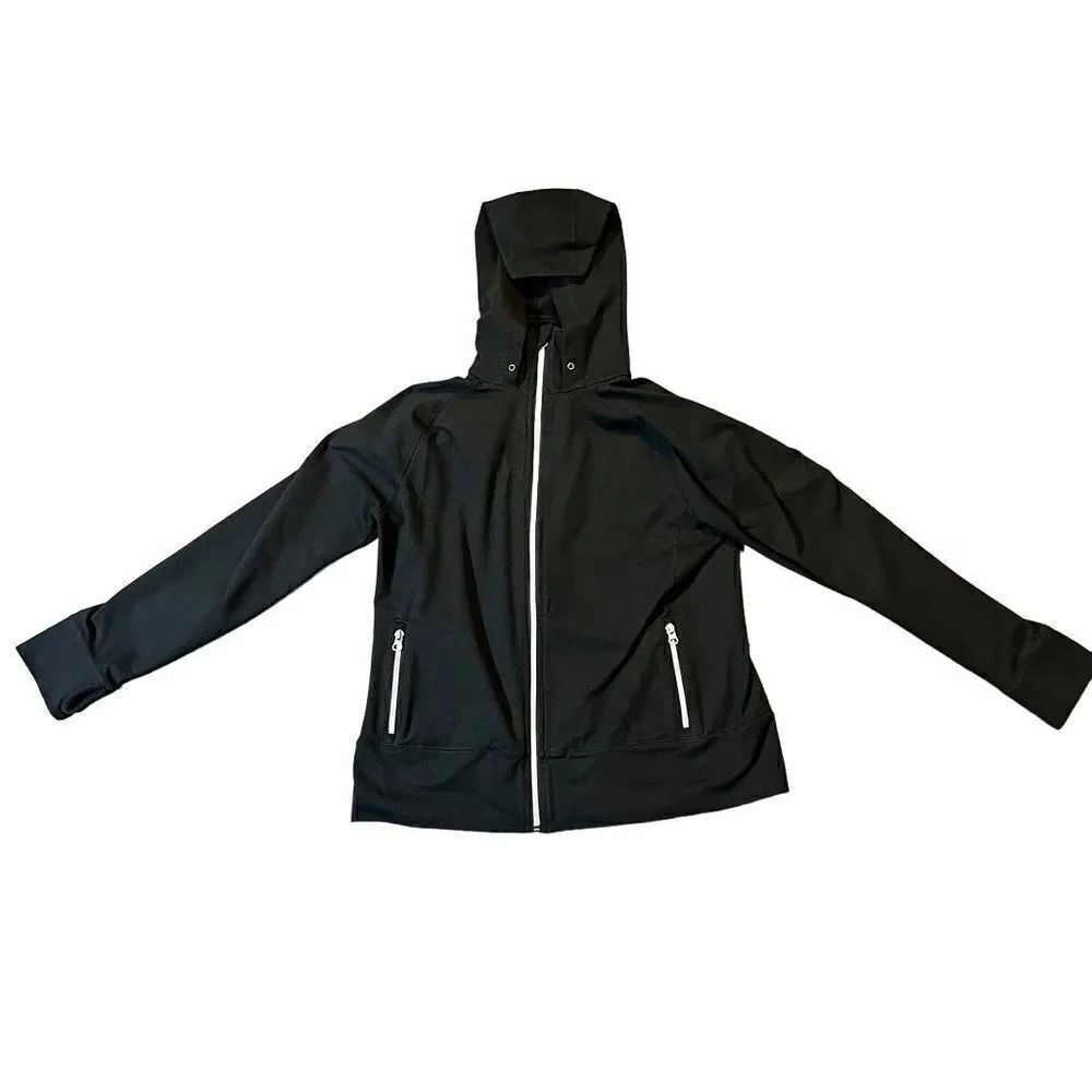 Lands End Women’s Black Hoodie Jacket Full Zip Up Small